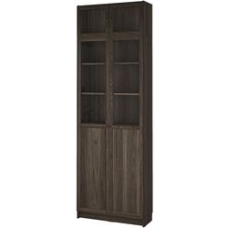 Bibliotecă Ikea Billy/Oxberg usi panou-sticla 80x30x237 (Maro inchis Aspect Stejar) Thumb