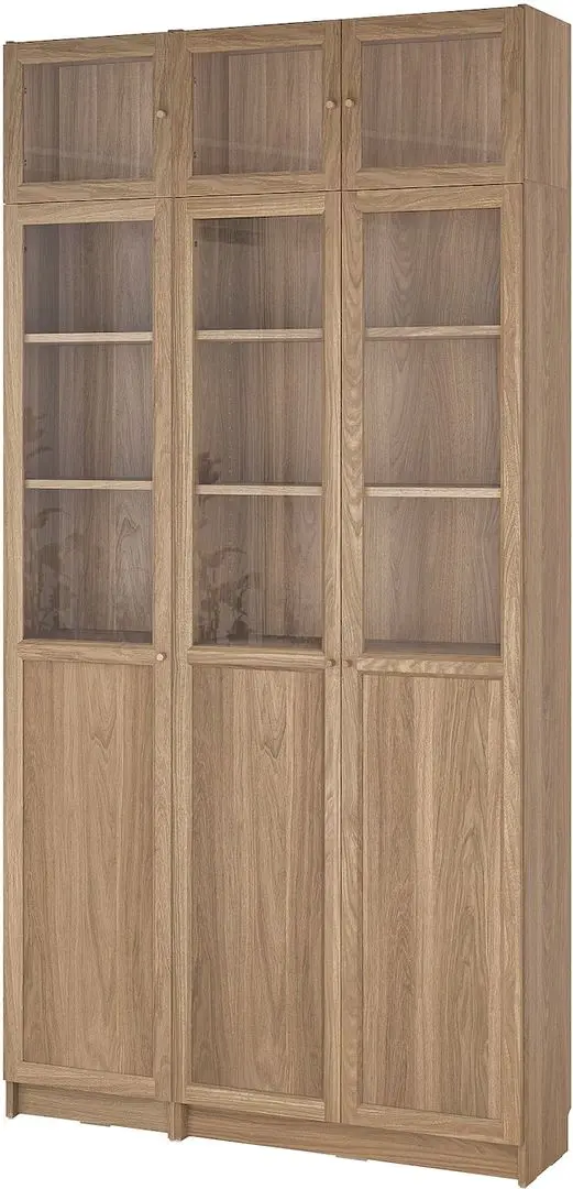 Bibliotecă Ikea Billy/Oxberg usi panou-sticla/usi sticla/unitate suplimentara 120x30x237 (Aspect Stejar)