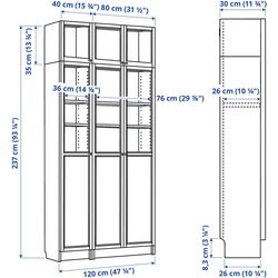 Bibliotecă Ikea Billy/Oxberg usi panou-sticla/usi sticla/unitate suplimentara 120x30x237 (Aspect Stejar) Thumb