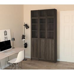 Bibliotecă Ikea Billy/Oxberg usi panou-sticla/usi sticla/unitate suplimentara 120x30x237 (Maro inchis Aspect Stejar)