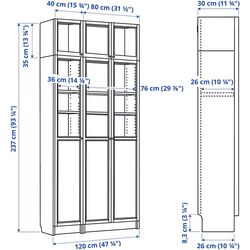Bibliotecă Ikea Billy/Oxberg usi panou-sticla/usi sticla/unitate suplimentara 120x30x237 (Maro inchis Aspect Stejar) Thumb