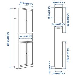Biblioteca Ikea Billy/Oxberg raft deschis 80x30x237 (Alb) Thumb