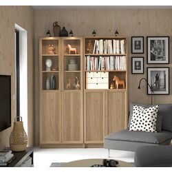 Книжный шкаф Ikea Billy/Oxberg панель/филенчатые дверцы/открытые полки 160x30x202 (Имитация Дуба)