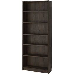 Bibliotecă Ikea Billy/Oxberg panou/usi panou-sticla/rafturi deschise 160x30x202 (Maro inchis Aspect Stejar) Thumb