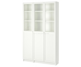 Книжный шкаф Ikea Billy/Oxberg панель/стеклянная дверце 120x30x202 (Белый)