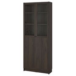 Biblioteca Ikea Billy/Oxberg panou/usa sticla 80х30х202 (Maro Inchis Aspect Stejar) Thumb