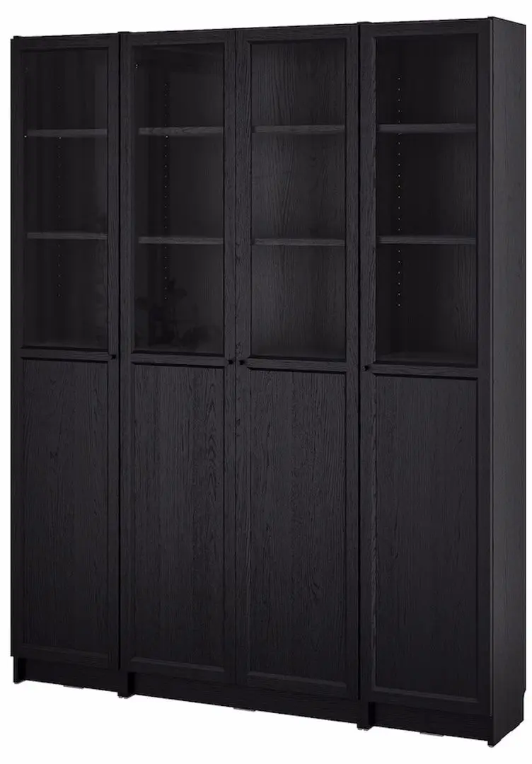 Biblioteca Ikea Billy/Oxberg panou/usi sicla 160x30x202 (Negru Aspect Stejar)