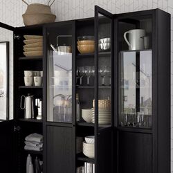 Biblioteca Ikea Billy/Oxberg panou/usi sicla 160x30x202 (Negru Aspect Stejar) Thumb