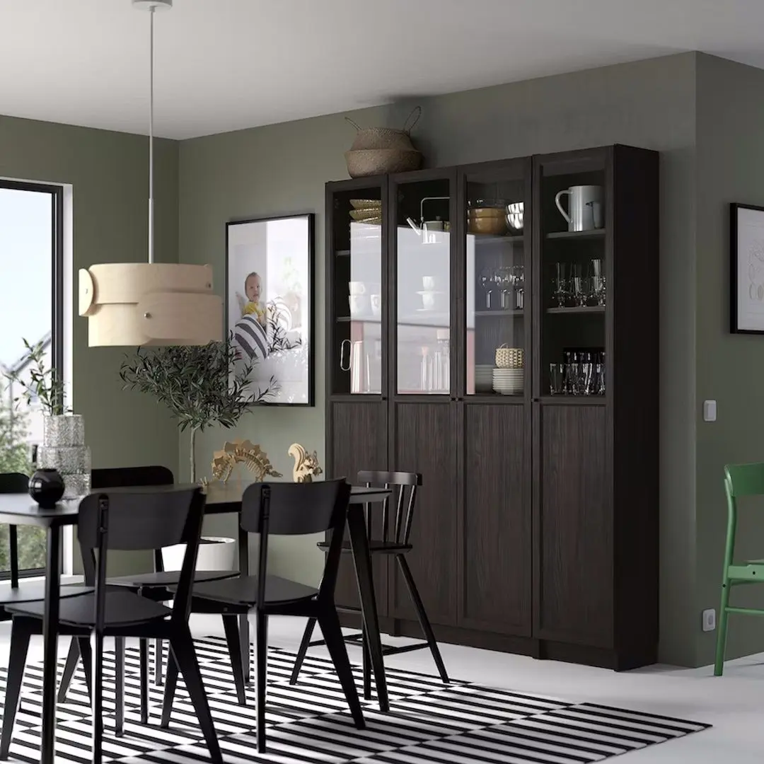 Biblioteca Ikea Billy/Oxberg panou/usi sicla 160x30x202 (Maro Inchis Aspect Stejar)