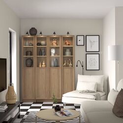 Biblioteca Ikea Billy/Oxberg panou/usi sicla 160x30x202 (Aspect Stejar)