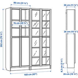 Biblioteca Ikea Billy/Oxberg usi sticla 160x30x202 (Alb) Thumb