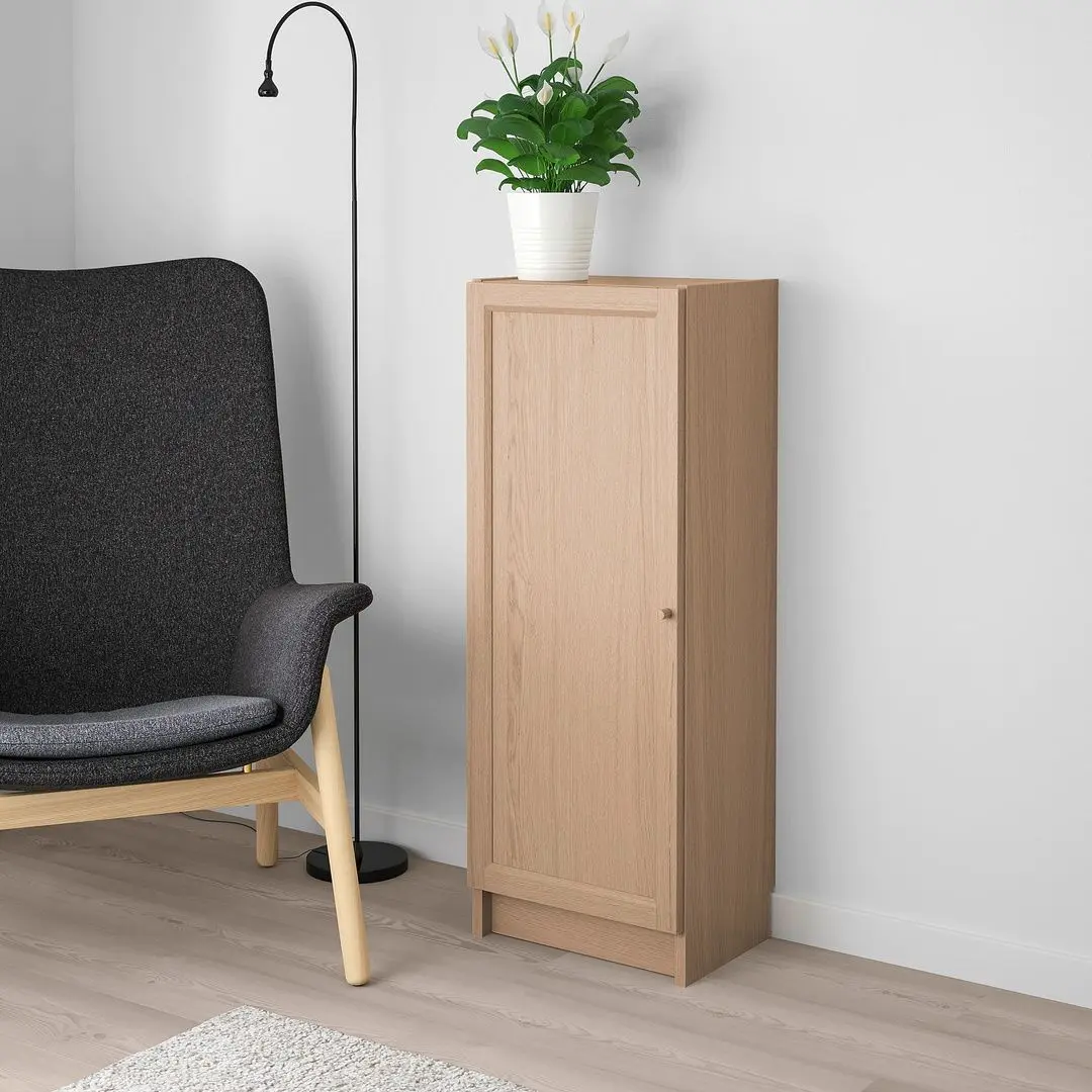 Шкафчик Ikea Billy/Oxberg с дверцей 40x30x106 (Дубовый Шпон/Белый) - 4