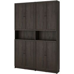 Bibliotecă Ikea Billy/Oxberg extensie inalta/usi 160x30x237 (Maro inchis Aspect Stejar) Thumb