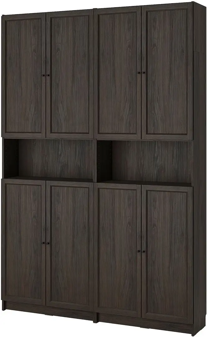 Bibliotecă Ikea Billy/Oxberg extensie inalta/usi 160x30x237 (Maro inchis Aspect Stejar)