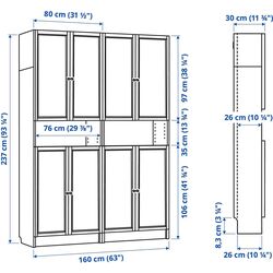Bibliotecă Ikea Billy/Oxberg extensie inalta/usi 160x30x237 (Maro inchis Aspect Stejar) Thumb