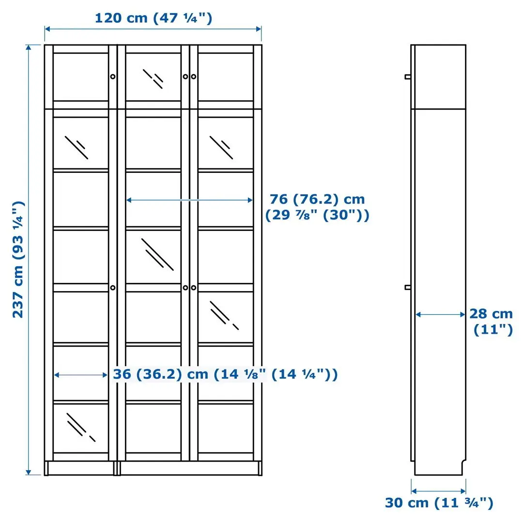 Biblioteca Ikea Billy/Oxberg sticla 120x30x237 (Alb)
