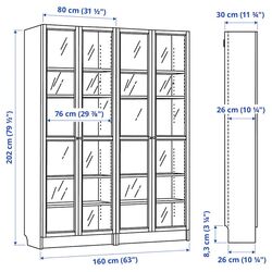 Biblioteca Ikea Billy/Oxberg sticla 160x30x202 (Alb) Thumb