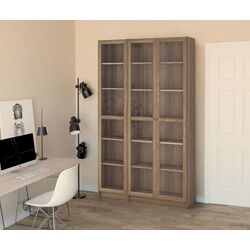 Книжный шкаф Ikea Billy/Oxberg стеклянные дверцы 120x30x202 (Имитация Дуба)