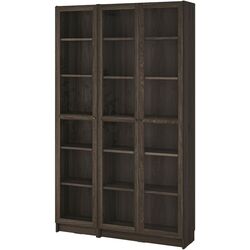 Bibliotecă Ikea Billy/Oxberg usi sticla 120x30x202 (Maro inchis Aspect Stejar) Thumb