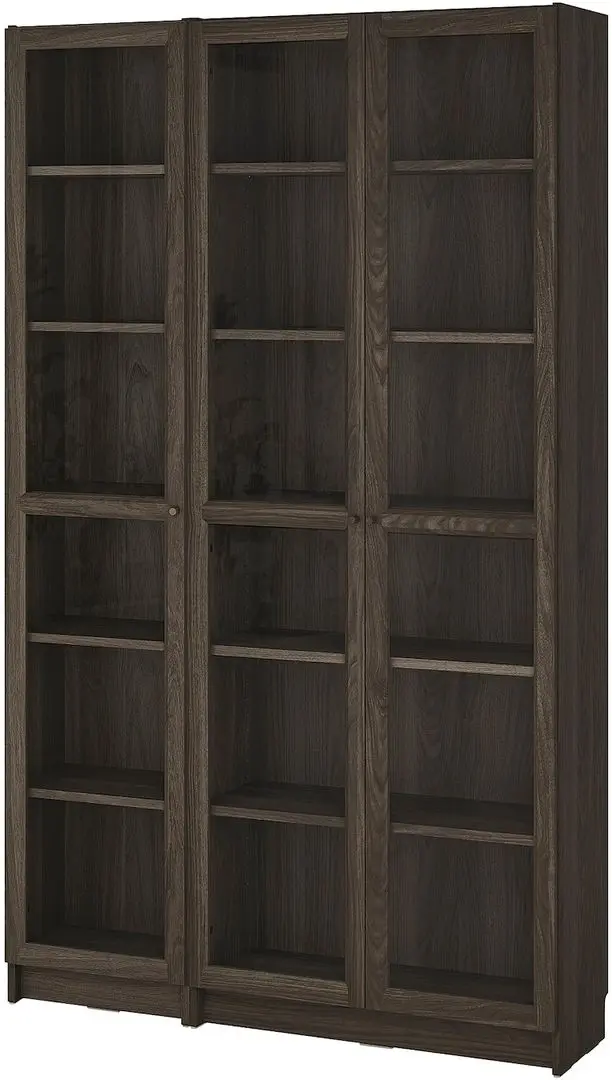 Bibliotecă Ikea Billy/Oxberg usi sticla 120x30x202 (Maro inchis Aspect Stejar)