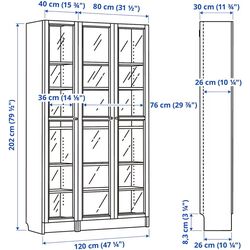 Bibliotecă Ikea Billy/Oxberg usi sticla 120x30x202 (Maro inchis Aspect Stejar) Thumb