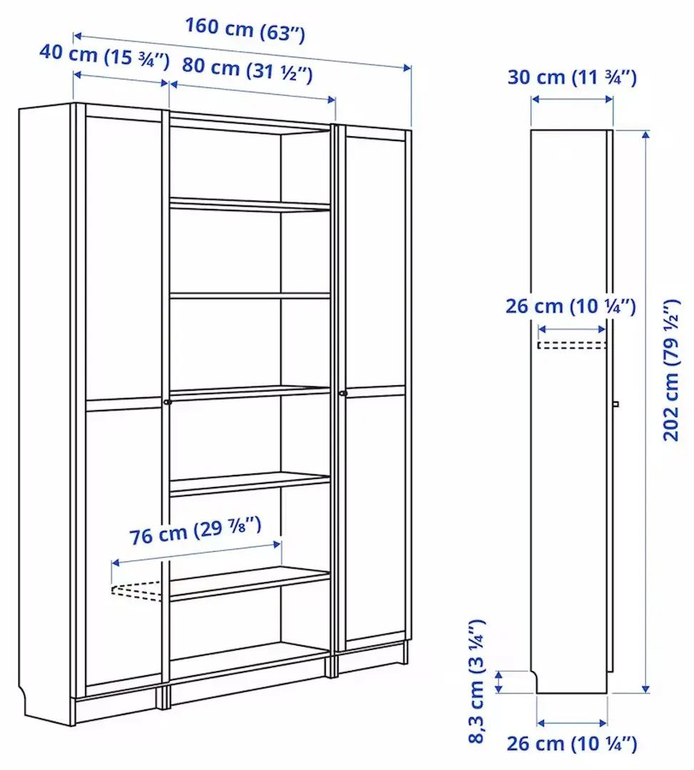Biblioteca Ikea Billy/Oxberg usi sicla 160x30x202 (Aspect Stejar)