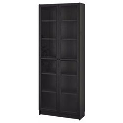 Biblioteca Ikea Billy/Oxberg usi sticla 80x30x202 (Negru Aspect Stejar) Thumb