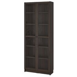 Biblioteca Ikea Billy/Oxberg usi sticla 80x30x202 (Maro Inchis Aspect Stejar) Thumb