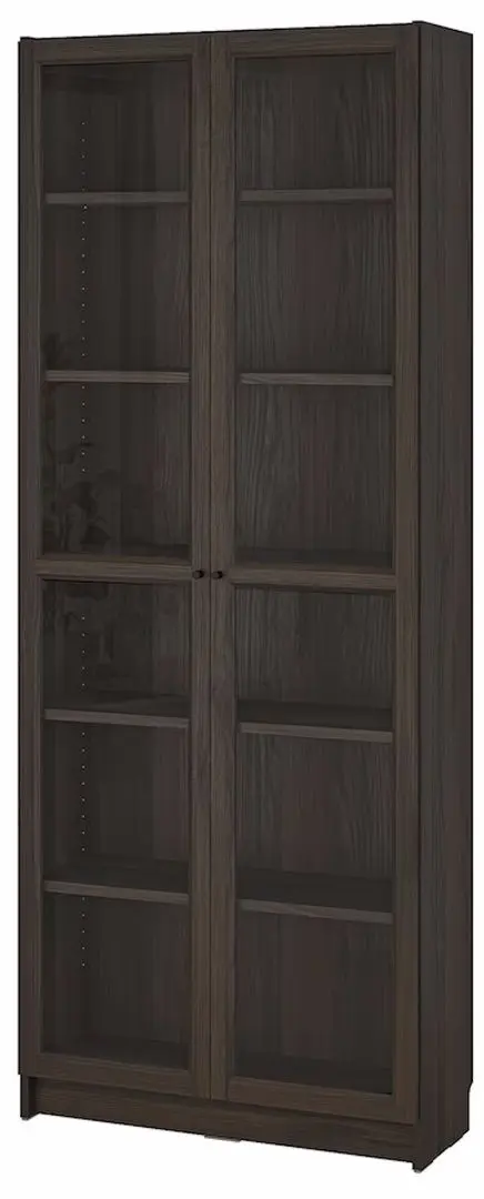 Biblioteca Ikea Billy/Oxberg usi sticla 80x30x202 (Maro Inchis Aspect Stejar)