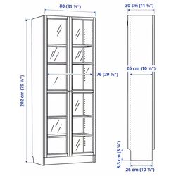 Biblioteca Ikea Billy/Oxberg usi sticla 80x30x202 (Maro Inchis Aspect Stejar) Thumb