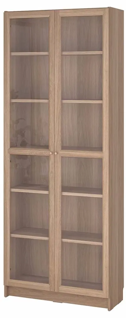 Biblioteca Ikea Billy/Oxberg usi sticla 80x30x202 (Aspect Stejar)