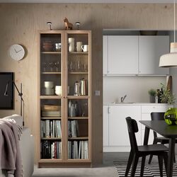 Biblioteca Ikea Billy/Oxberg usi sticla 80x30x202 (Aspect Stejar)