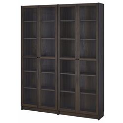 Biblioteca Ikea Billy/Oxberg usi sticla 80x30x202 (Maro Inchis/Negru Aspect Stejar) Thumb