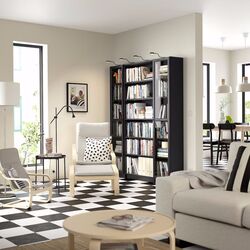 Книжный шкаф Ikea Billy/Oxberg стеклянные дверцы/дополнительная полка 160x30x202 (Имитация Черного Дуба) Thumb