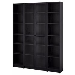 Книжный шкаф Ikea Billy/Oxberg стеклянные дверцы/дополнительная полка 160x30x202 (Имитация Черного Дуба) Thumb