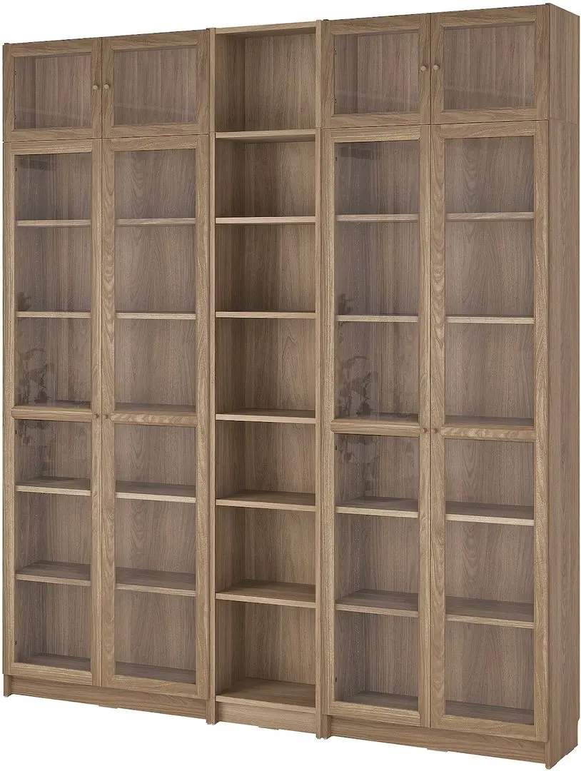 Bibliotecă Ikea Billy/Oxberg usi sticla/unitate suplimentara 200x30x237 (Aspect Stejar)