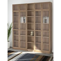 Bibliotecă Ikea Billy/Oxberg usi sticla/unitate suplimentara 200x30x237 (Aspect Stejar)