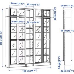 Bibliotecă Ikea Billy/Oxberg usi sticla/unitate suplimentara 200x30x237 (Aspect Stejar) Thumb
