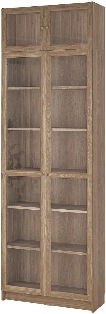 Bibliotecă Ikea Billy/Oxberg usi sticla/unitate suplimentara 80x30x237 (Aspect Stejar)