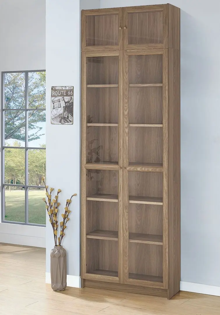 Bibliotecă Ikea Billy/Oxberg usi sticla/unitate suplimentara 80x30x237 (Aspect Stejar)