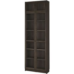 Bibliotecă Ikea Billy/Oxberg usi sticla/unitate suplimentara 80x30x237 (Maro inchis Aspect Stejar) Thumb