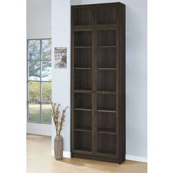 Книжный шкаф Ikea Billy/Oxberg стеклянные дверцы/дополнительная полка 80x30x237 (Имитация Тёмно-коричневого Дуба)