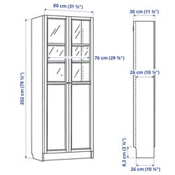 Biblioteca Ikea Billy panou/usa sticla 80x30x202 (Alb) Thumb