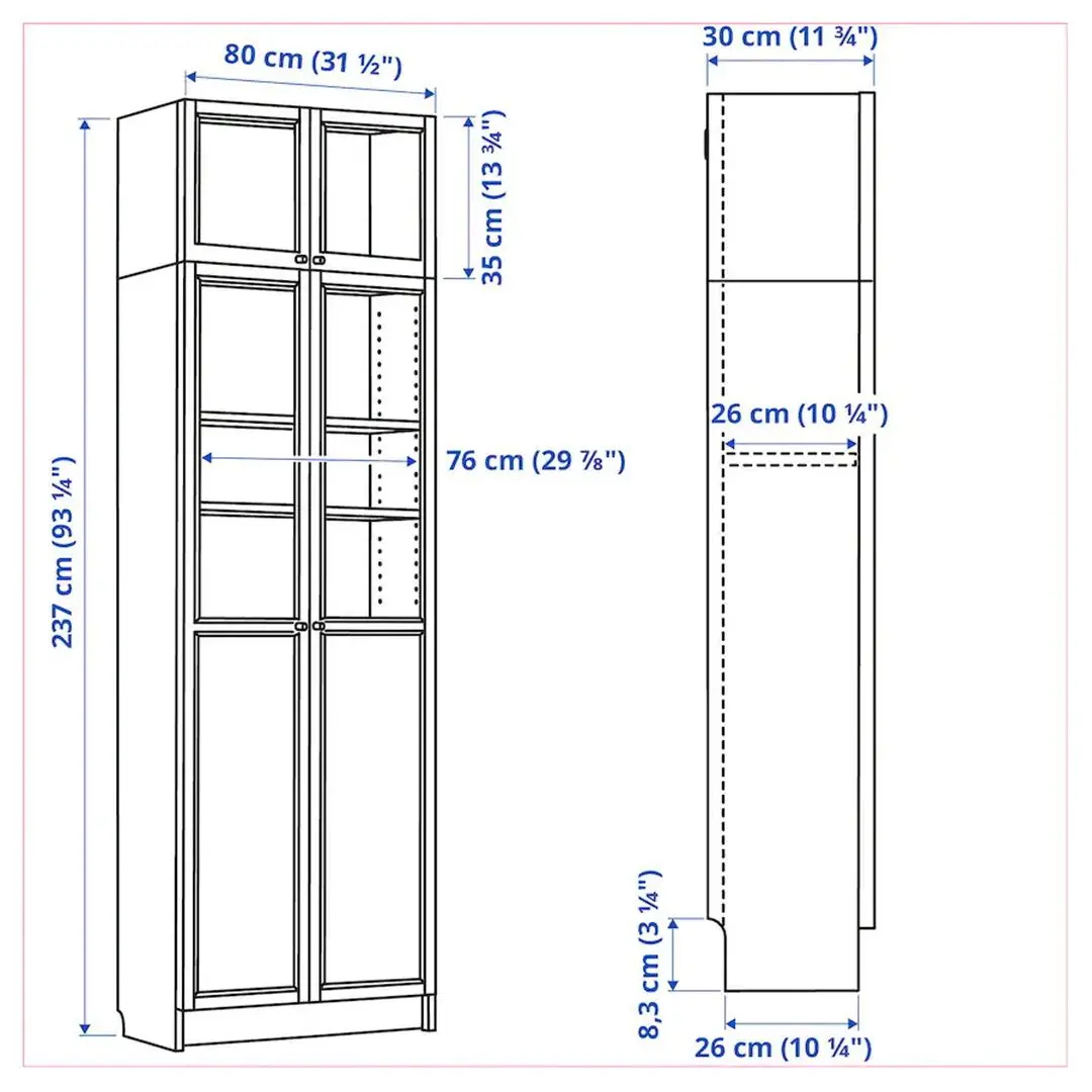 Biblioteca Ikea Billy extensie/panou/usi 80x30x237 (Alb)