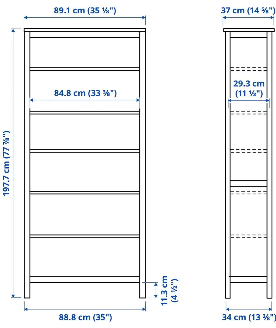 Etajera Ikea Hemnes 90x197 (Vopsit Alb/Maro Deschis)