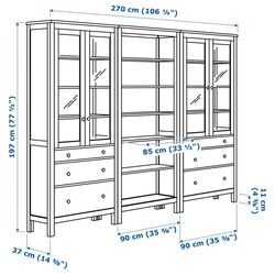 Biblioteca Ikea Hemnes usi/sertare 270x197 (Vopsit Alb/Maro Deschis) Thumb