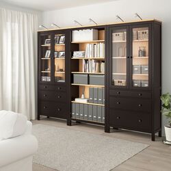Biblioteca Ikea Hemnes usi/sertare 270x197 (Negru-maro/Maro Deschis) Thumb