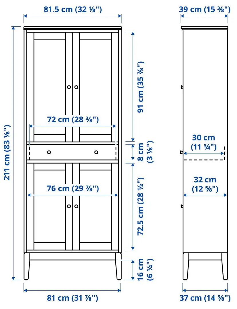 Biblioteca Ikea Idanas usi sticla 244x39x211 (Alb)
