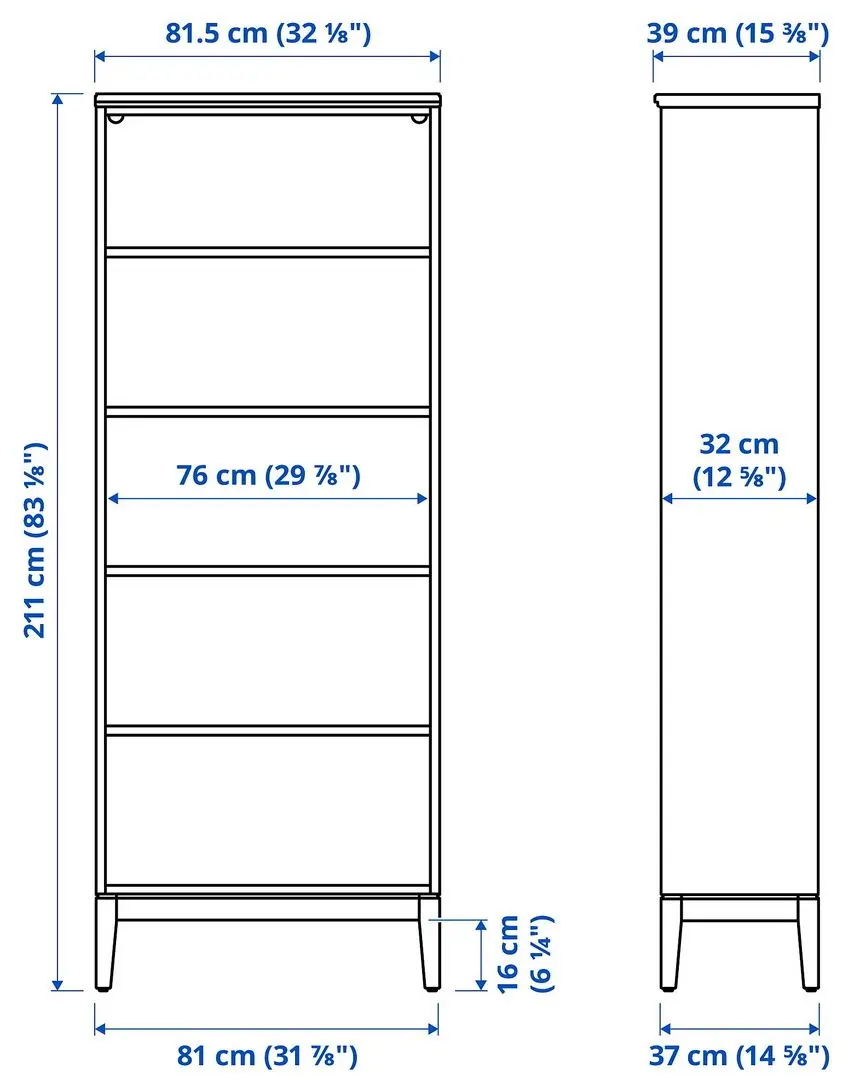 Biblioteca Ikea Idanas usi sticla 244x39x211 (Alb)