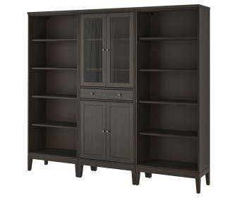 Книжный шкаф Ikea Idanas стеклянные дверцы 244x39x211 (Темно-коричневый)